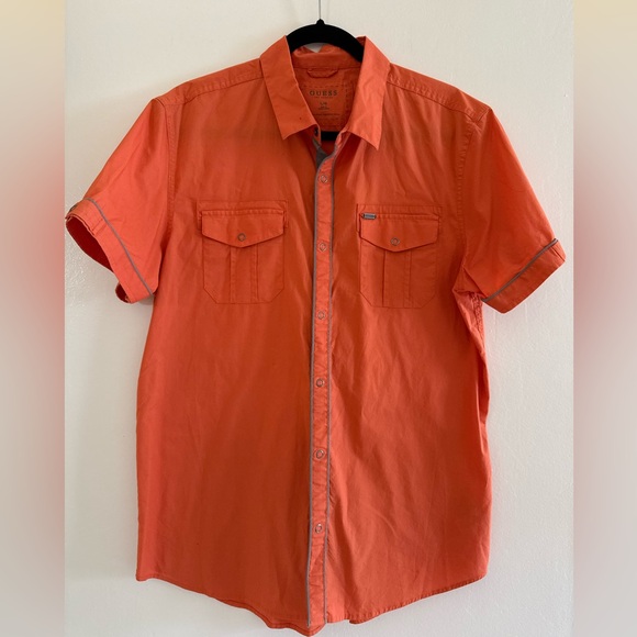 Guess Other - Guess Men's Vibrant Orange Casual Shirt